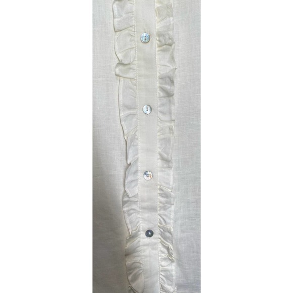 NWT Richard Malcolm Irish Linen Sleeveless Ruffled Blouse S L - Picture 6 of 11
